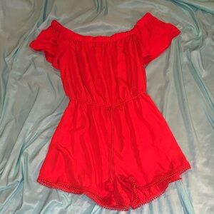 BeBop Red Off-Shoulder Romper